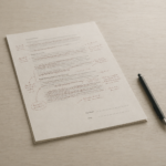Annotated paper missing a signature, signifying lack of ownership